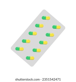 Envase de pastillas médicas. Farmacéutica. Estilo plano. Aislado sobre fondo blanco.	
