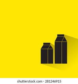 Packaging milk  juice box icons. Flat icon with long shadow. Vector illustration