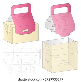 Packaging Mockup with dieline Template Cardboard Box 3D Blueprint Layout