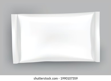 Packaging mockup or pouch template. Realistic glossy blank of doy pack, chip snacks, candy pack or cosmetic product package. Plastic pack template ready for branding