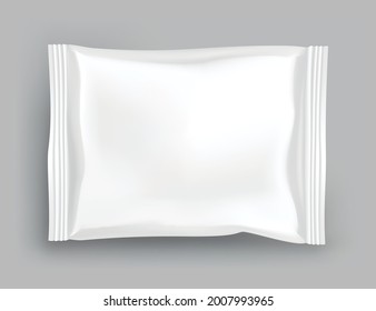 Packaging mockup or pouch template. Realistic glossy blank of doy pack, chip snacks, candy pack or cosmetic product package. Plastic pack template ready for branding