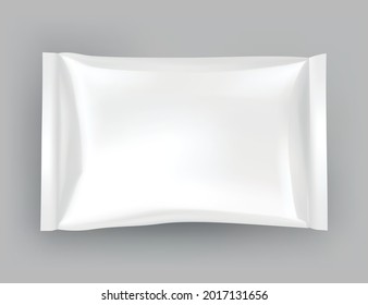 Packaging mockup or pouch template. Realistic glossy blank of doy pack, chip snacks, candy pack or cosmetic product package. Plastic pack template ready for branding