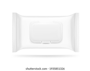 Packaging mockup for wet wipes isolated on white background. Realistic vector illustration. Can be use for your design, promo, adv and etc. EPS10.	