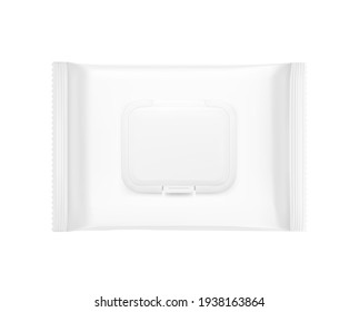 Packaging mockup for wet wipes isolated on white background. Realistic vector illustration. Can be use for your design, promo, adv and etc. EPS10.	