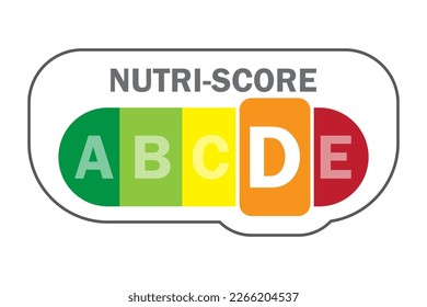 Packaging with nutri score. Letter D. Vector illustration.
