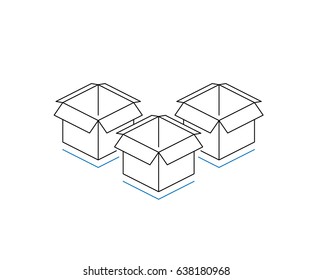 Packaging open boxes, vector illustration icon isolated on white background