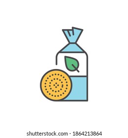 Packaging organic crispbread color line icon. Pictogram for web page, mobile app, promo.