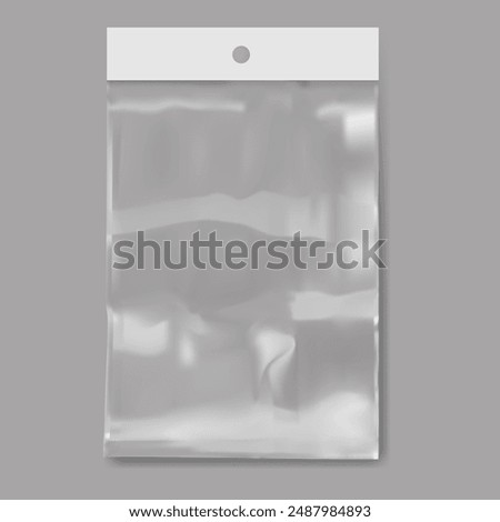 The packaging package is transparent on a gray background. Vector illustration