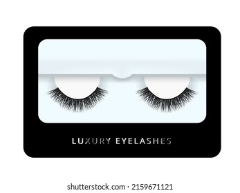 Packaging Of Pair Luxury Black False Eyelashes. EPS10 Vector