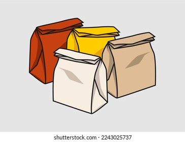 Packaging Paper Bag Ilustration vector colored