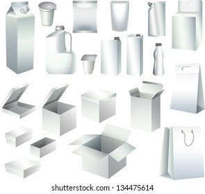 packaging paper boxes and bottles templates photo-realistic vector set