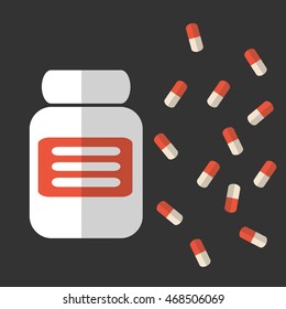 Packaging with pills. Vector. Flat desing.