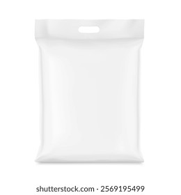 Packaging plastic bag with handle isolated on white background. Vector illustration. Front view. Can be use for template your design, presentation, promo, ad. EPS10.