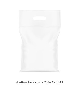 Packaging plastic bag with handle isolated on white background. Vector illustration. Front view. Can be use for template your design, presentation, promo, ad. EPS10.