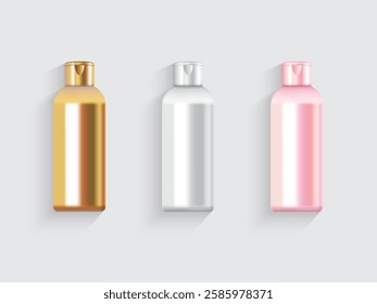 Packaging product bottle plastic design gold pink white color for decoration