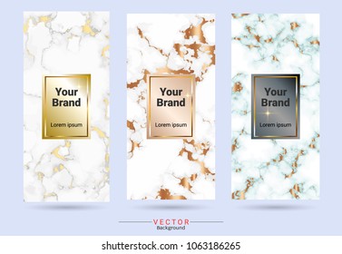 Packaging product design label and stickers templates, Suitable for luxury or premium products brands with marble texture, golden foil and linear style (Vector EPS10, Fully editable and color change)