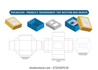 DISEÑO TRANSPARENTE DE LA CAJA INFERIOR SUPERIOR DEL PRODUCTO DE EMPAQUETADO