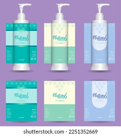 Packaging products Hair Care design, shampoo bottle templates on various background