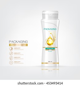 Packaging Products Hair Care Design, Shampoo Bottle Templates. On White Background