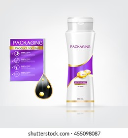 Packaging Products Hair Care Design, Shampoo Bottle Templates On White Background