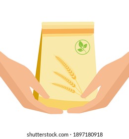 Packaging for products from recycled materials. Paper eco bag. Vector