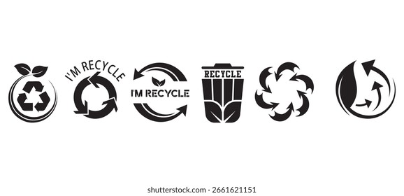 Packaging recycling icons set Vector.