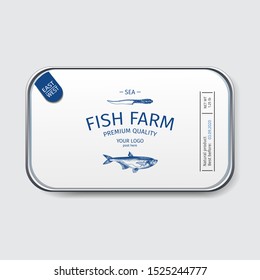 Packaging for seafood. Label for boxing natural products. Sabrefish.