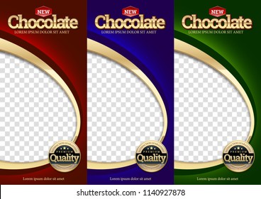 Packaging set Chocolate bar. Template branding product for packaging. Vector design. Vector design.