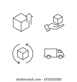 Icono de conjunto de empaque, icono de signo de conjunto de empaque aislado, ilustración vectorial
