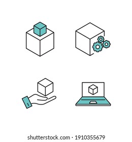 Icono de conjunto de empaque, icono de signo de conjunto de empaque aislado, ilustración vectorial