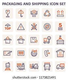 Packaging and shipping icon set design, color and outline.