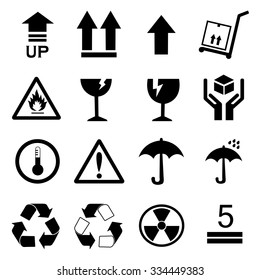 Packaging sign icons with White Background