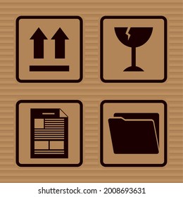 packaging signs icon set design
