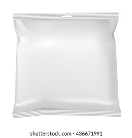 Packaging for snacks, food, chips, sugar and spices. Isolated on a white background.