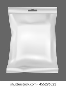 Packaging for snacks, food, chips, sugar and spices. Isolated on a white background.
