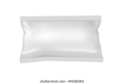 Packaging for snacks, food, chips, sugar and spices. Isolated on a white background.