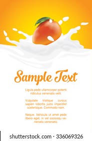 packaging of splash milk or yogurt with mango tropical drink