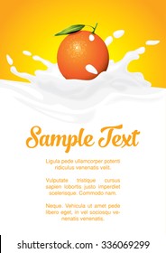 packaging of splash milk or yogurt with orange liquid drink