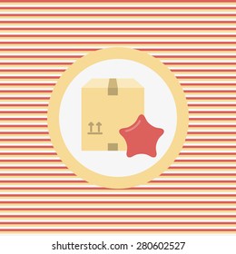 Packaging with a star color flat icon vector graphic illustration