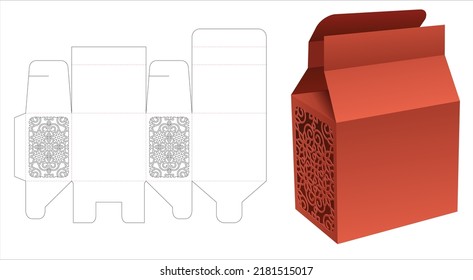 Packaging with stenciled pattern window die cut template and 3D mockup