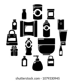 Packaging store shop icons set. Simple illustration of 16 packaging store shop vector icons for web