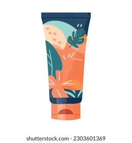 packaging suntan lotion tube over white