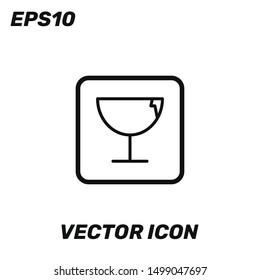 Packaging Symbol Fragile Vector Icon Illustration. Ui/Ux. Premium quality.