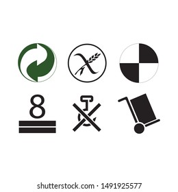Packaging symbol icons on white background for graphic and web design. Simple vector sign. Internet concept symbol for website button or mobile app