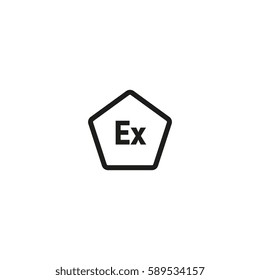 Packaging symbol symbol isolated on white background vector illustration. Ex pentagon sign. International standard black packaging pictogram