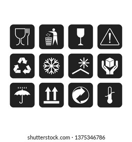 Packaging symbols. Flat package signs isolated on white background.