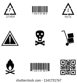 packaging symbols icon set