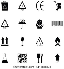packaging symbols icon set