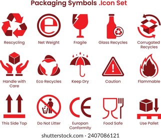 Packaging Symbols Icon Set Vector