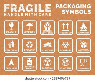 Packaging symbols set icon vector